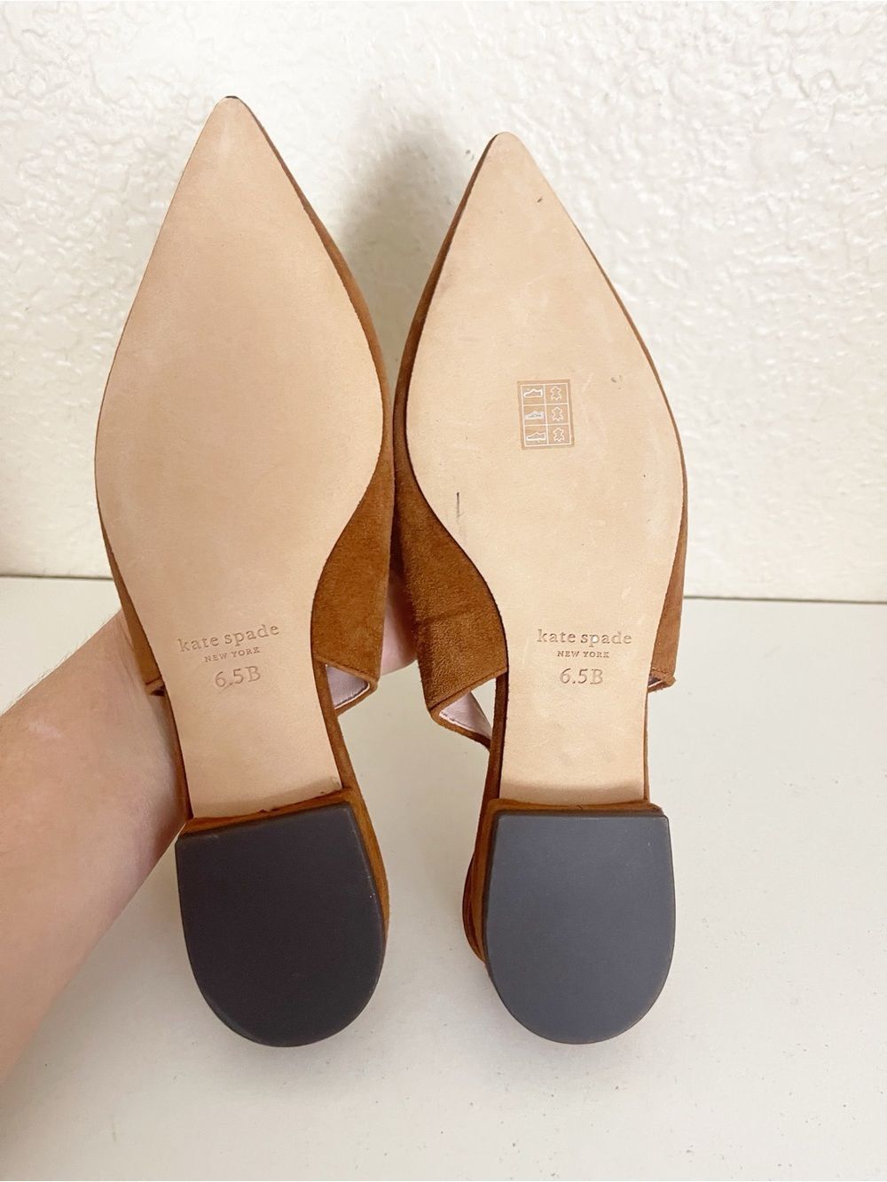 kate spade Tan Suede Pointed Slingback Flats with Bow - Picture 5 of 11